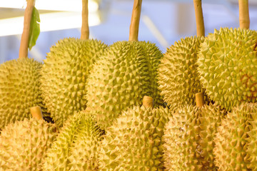 The durian stacks for sale a wait.