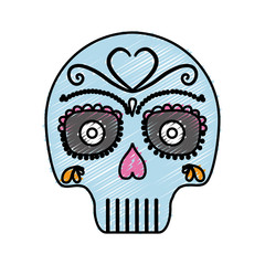 mexican skull icon over white background colorful design vector illustration