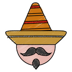 man with mexican hat icon over white background colorful design vector illustration