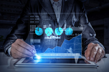 Woman working with graphic resources