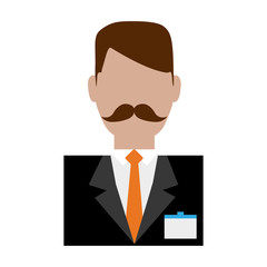 hotel receptionist man icon over white background colorful design vector illustration