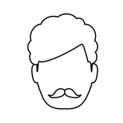 avatar Man face with mustache icon over white background vector illustration