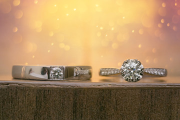 Diamond wedding ring in smoke background