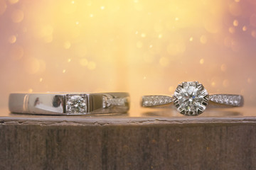 Diamond wedding ring in smoke background