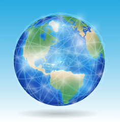 earth planet with line of network connect around the world