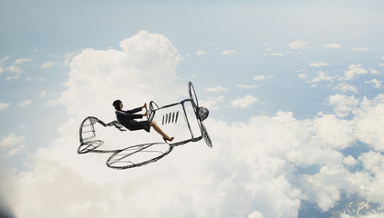 Aviator woman. Mixed media