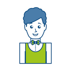 cartoon hotel waiter man icon over white background vector illustration