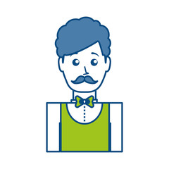 cartoon hotel waiter man icon over white background vector illustration