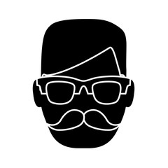 hipster man with glasses icon over white background vector illustration