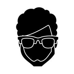 hipster man with glasses icon over white background vector illustration