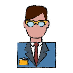hotel receptionist man icon over white background colorful design vector illustration