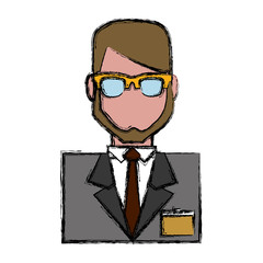 hotel receptionist man icon over white background colorful design vector illustration