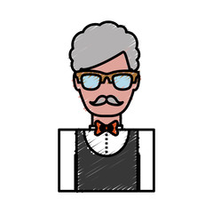 hotel waiter man icon over white background colorful design vector illustration
