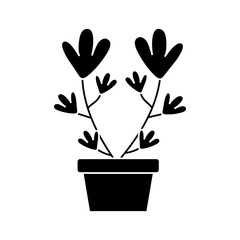 flower in a pot icon over white background vector illustration