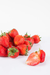 Strawberries berry close up on white background