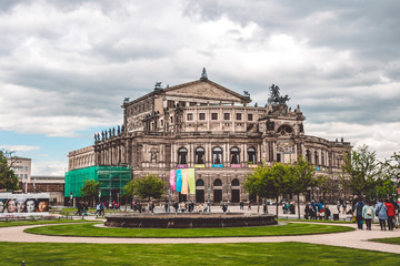 High art. City square and the State Opera in Dresden