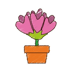 flower in a pot icon over white background colorful design vector illustration