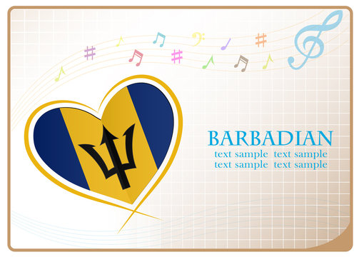 heart logo made from the flag of Barbadian