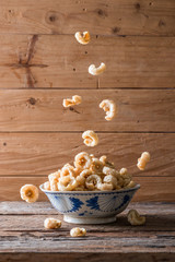 Pork rinds also known as chicharon or chicharrones
