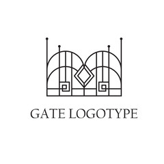 Company logo with gate illustration