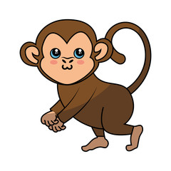 Monkey kawaii cartoon icon vector illustration graphic design