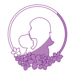 Mom with baby silhouette icon vector illustration graphic design