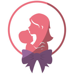 Mom with baby silhouette icon vector illustration graphic design
