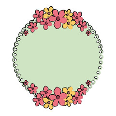 Round frame with flowers icon vector illustration graphic design