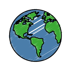 earth planet icon over white background vector illustration