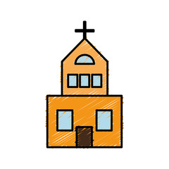 church building icon over white background vector illustration