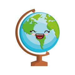 kawaii geography tool icon over white background vector illustration