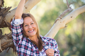 Portrait relaxed attractive mature country woman