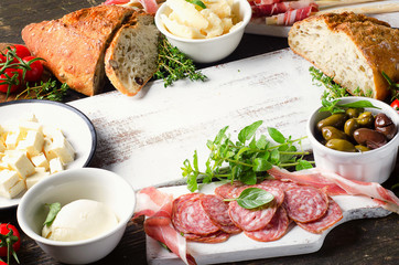 Various types of italian food