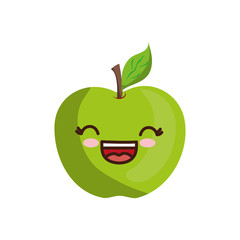 kawaii apple icon over white background vector illustration