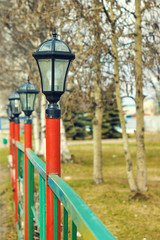 street lights on the fence