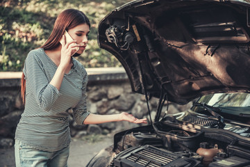 Girl having problem with car