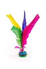 Wandaufkleber feather shuttlecock isolated © chungking