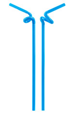 blue drinking straw isolated
