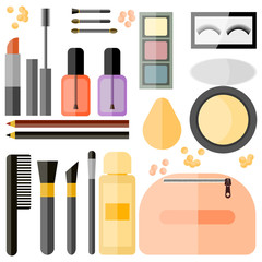 Cosmetic set in flat design 