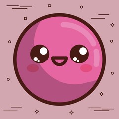 kawaii happy face icon over pink background colorful design vector illustration