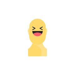 Laughing yellow smiley in body. Like social icon. Button for expressing social emoji. Flat vector illustration EPS 10
