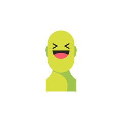 Laughing green smiley. Like social icon. Button for expressing social emoji. Flat vector illustration EPS 10