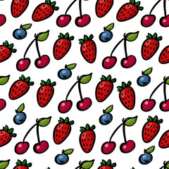 Seamless pattern with bright juicy berries on a white background. It can be used for packaging; wrapping paper; textile and etc.