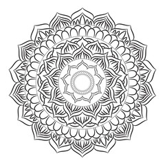 Mandala ornament. Round template. Decorative element  can be used for greeting card, wedding invitation, yoga poster, coloring book.. Doodle emblem.