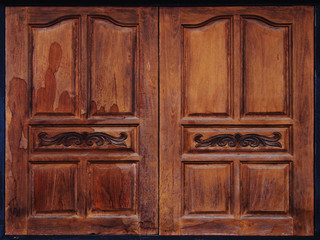 aged weathered wooden window shutters