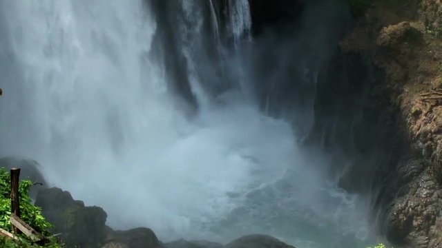 White water at the bottom of Pulhapanzak waterfall in Honduras