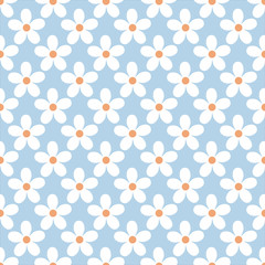 Cute floral pattern with buds chamomile flowers. Seamless background. Vector illustration for print on fabric, textiles, wallpaper. Vintage retro style. Miles Fleur, ditsy ornament.