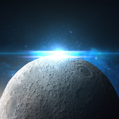 Fototapeta premium The moon in space. 3d rendering