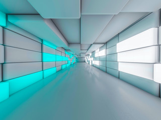 Simple empty room interior with lamps. 3D rendering