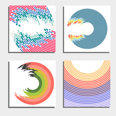 Set of four beautiful abstract backgrounds. Abstract flash light circles. Vector illustration.
